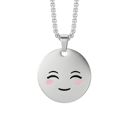 1" Stainless Steel Necklace Charms | Third Eye Vision | Peace Symbol | Finding Your Self | Yin & Yang | Moon Cat | Turtle Power | Flower of Life | | OM | Mystical Spiritual Protection, for Men & Women - style: Radiant Smile Silver
