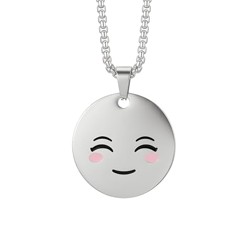 1" Stainless Steel Necklace Charms | Third Eye Vision | Peace Symbol | Finding Your Self | Yin & Yang | Moon Cat | Turtle Power | Flower of Life | | OM | Mystical Spiritual Protection, for Men & Women - style: Radiant Smile Silver