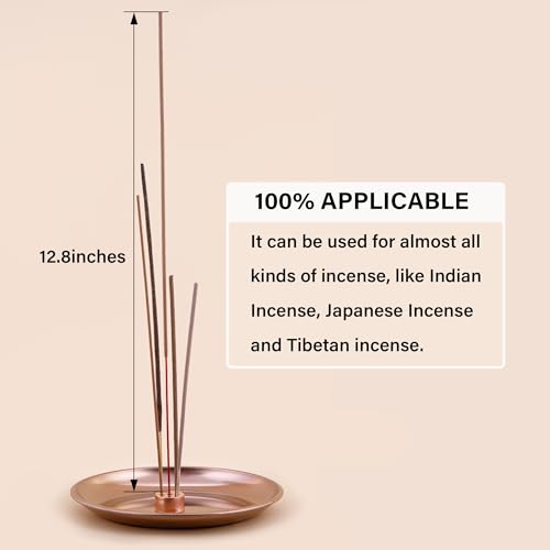 ZenBless 5 in 1 Incense Burner Holder, Palo Santo Holder, Sage Holder, Incense Sticks/Coil/Cones, 5.5 inches Brass Ash Catcher for Meditation Yoga Room(Rosegold) - color: Rosegold