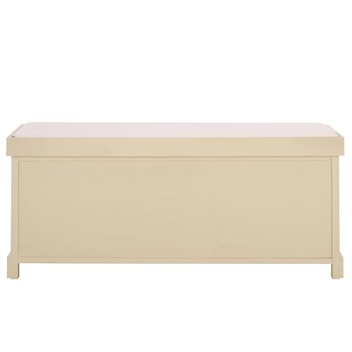 SAFAVIEH Furniture - Lonan Storage Bench - Sand - Solid Wood - Farmhouse Lift-Top Design - Ideal for Entryway, Living Room, Hallway, 18" Seat Height (AMH5733G) - color: Sand