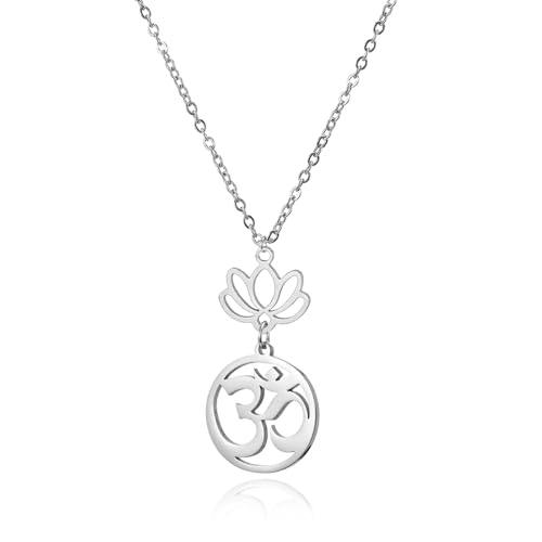 Women OM Necklace Indian Yoga Aum Om Ohm Pendant Necklace Stainless Steel Hindu Meditation Charm Sanskrit Symbol Spiritual Amulet Jewelry for Women Men - color: S-2pcs pendant