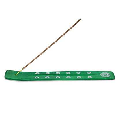 Bless-International Traditional-Handmade-Burner Wooden-Incense-Stick-Holder Ash-Catcher-Stand for-Aromatherapy-Meditation-Yoga (Earth Green) 10 Inches, Pack of 1 - color: Earth Green,10 Inch, size: One Holder