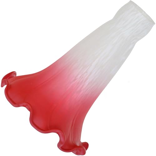 Bieye LS06S Lily Flower Blown Glass Lampshade (White Red, Opening I.D. 0.87" x O.D. 1") - color: White Red, size: Small I.D. 0.87" x O.D. 1"