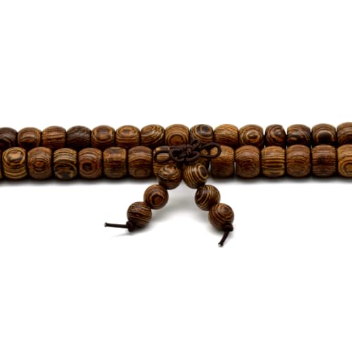 Zen Dear Unisex Natural Wenge Wood Mala Prayer Beads Necklace Bracelet Beads Meditation Buddhist Japa Rosary Mala Bead Yoga - style: 8mm X 10mm 108 beads