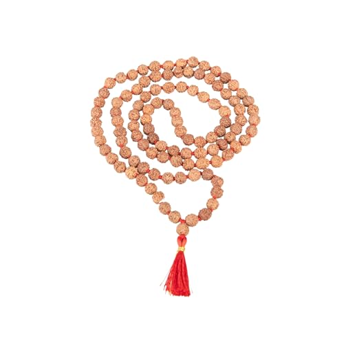 Wonder Care Certified Rudraksha Mala 5face(Panchmukhi) Authentic Genuine Rudraksha Beads Ornament Rosary Japa Mala Beads Necklace Puja | Prayer Beads | Meditation Beads - color: Rudra 6mm