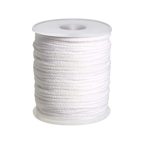 1 Roll 200Feet(61M) Organic Cotton DIY Natural Candle Braided Wicks Twine String Spools Rope for Candle DIY and Candle Making