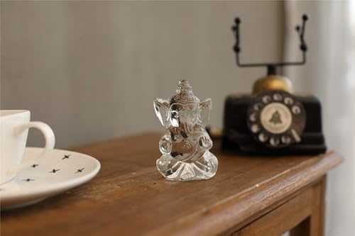 ZenBless Ganesha Hindu Quartz White Gemstone Ganesh Statue Success and Good Luck God Crystal Sculpture for Car Dashboard/Home/Office Decor Ganesh Chaturthi