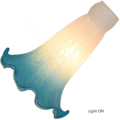 Bieye LS04S Lily Flower Blown Glass Lampshade (White Blue, Opening I.D. 0.87" x O.D. 1") - color: White Blue, size: Small I.D. 0.87" x O.D. 1"