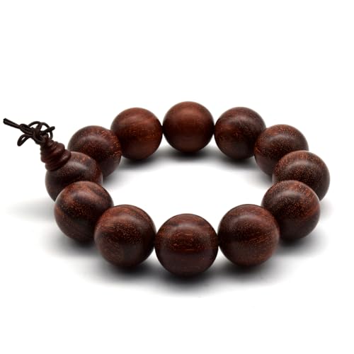 Zen Dear Unisex Natural African Blood Red Sandalwood Bracelet Prayer Beads Tibetan Buddhism Meditation Mala Bead Necklace Yoga - style: 20mm 12 Beads