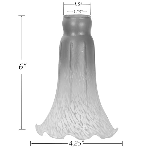 Bieye LS72 Lily Flower Blown Glass Lampshade (Red White, Opening I.D. 1.26" x O.D. 1.5") - color: Red White, size: Large I.D. 1.26" x O.D. 1.5"