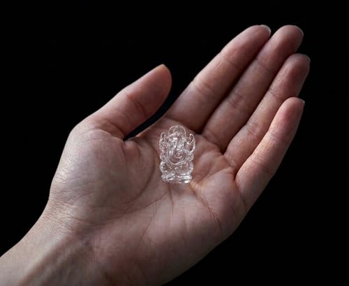 Ganesh Statue Natural Crystal Quartz Gemstone Ganesha Success and Good Luck Crystal Sculpture Pocket Size Ganesha Statue - color: Crystal Quartz Ganesh