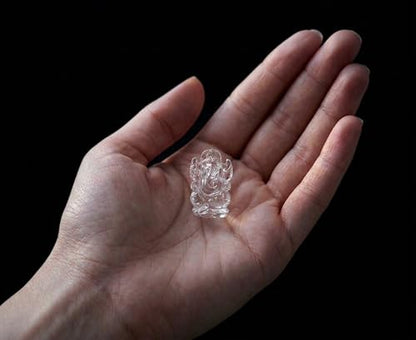Ganesh Statue Natural Crystal Quartz Gemstone Ganesha Success and Good Luck Crystal Sculpture Pocket Size Ganesha Statue - color: Crystal Quartz Ganesh