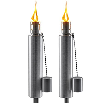 Matney Stainless Steel Outdoor Torches, 5 Ft (2 Pack, Barrel) - size: 2 Pack, style: Barrel