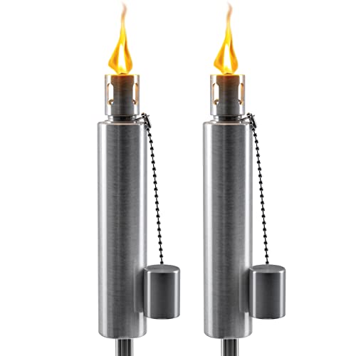 Matney Stainless Steel Outdoor Torches, 5 Ft (2 Pack, Barrel) - size: 2 Pack, style: Barrel