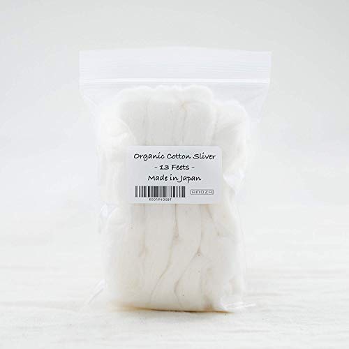 Japanese Organic Cotton Sliver 13 Feets 100% Organic Unbleached [Made in Japan] (8 Packs) - size: 13 feet (Pack of 8)