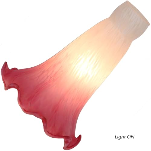 Bieye LS02S Lily Flower Blown Glass Lampshade (White Pink, Opening I.D. 0.87" x O.D. 1") - color: White Pink, size: Small I.D. 0.87" x O.D. 1"