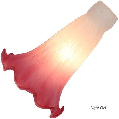 Bieye LS02S Lily Flower Blown Glass Lampshade (White Pink, Opening I.D. 0.87" x O.D. 1") - color: White Pink, size: Small I.D. 0.87" x O.D. 1"