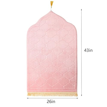 JE JOUE Prayer Rug Muslim Mat Islamic - Thickening Sponge Muslim Rug for Men Women Eid Travel Ramadan, Soft Luxury Great for Knees and Forehead （Pink） - color: Pink