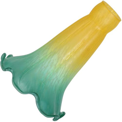 Bieye LS17S Lily Flower Blown Glass Lampshade (Yellow Cyan, Opening I.D. 0.87" x O.D. 1") - color: Yellow Cyan, size: Small I.D. 0.87" x O.D. 1"