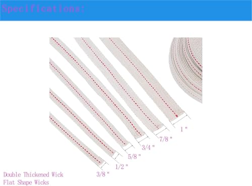1" Inch Lamp Wick or Lantern Wick -Flat Cotton Oil Wicks for Hurricane Lamp or Kerosene Based Lanterns and Candle Burners，Red Stitch 13ft/ 2 Rolls - size: 1" -13feet(4m)