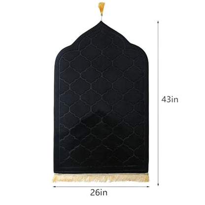 JE JOUE Prayer Rug Muslim Mat Islamic - Thickening Sponge Muslim Rug for Men Women Eid Travel Ramadan, Soft Luxury Great for Knees and Forehead （Black） - color: Black