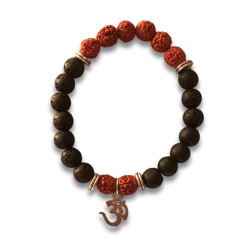 BIGNAY Natural Rudraksha Bracelet for Men & Women | Spiritual Beaded Bracelet for Meditation, Yoga & Daily Wear - color: Brown & Black