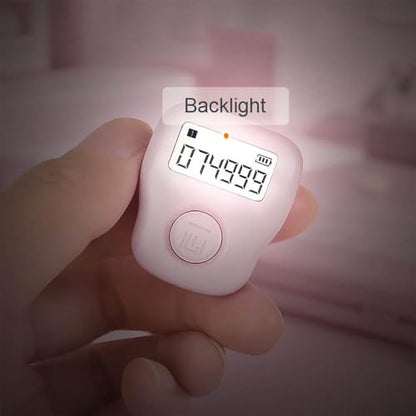 Rechargeable Silent Finger Counter 6 Channels Digital Tasbih Tally Clicker with LED for Prayer Knitting Sports Gift - color: Pink