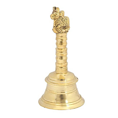 Wonderlist Handicrafts Brass Pooja Bell with Gods Sitting On Top (Nandi), 5 INCH, SE-45T - color: Nandi