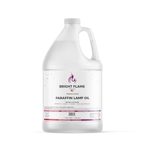 Bright Flame High Purity Paraffin Lamp Oil - Smokeless, Clean Burning, Kosher, 99.5% Pure Bulk Size 1 Gallon - size: 1 Gallon