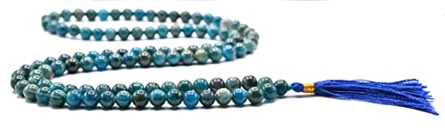Amazing Gemstone Apatite Mala Beads - 108 Prayer Beads for Meditation and Mindfulness Practice, Handcrafted Mala Beads with Natural Gemstones for Spiritual Healing and Relaxation(Plain) - color: Apatite, style: Plain