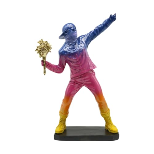 Banksy-Inspired Flower Thrower Sculpture