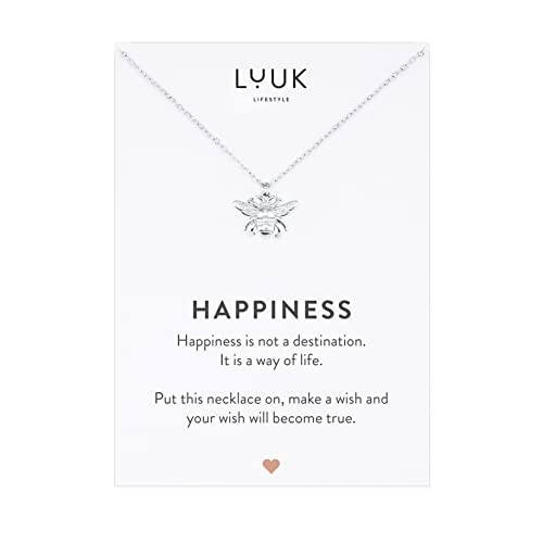 LUUK LIFESTYLE Dainty Stainless Steel Pendant Necklaces Silver Gold Rose - color: Silver, size: Bee
