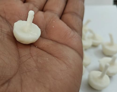Cow Ghee Diya Batti Cotton Wicks | Wax Free | Cow Ghee Diya | Puja Item | Long-Lasting & Aromatic Diya | Temple Church Gurudwara | Clean-Burning Time Around 30 mins (Pack f 10) - size: Ghee Wicks Pack of 10