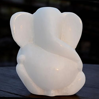 Lord Ganesh Ganesha Statue Idol Murti Sculpture - White Marble Ganesh 3" inch - Ganesh Idol for Car | Home Decor | Temple Gift | Office Table | Birthday, Wedding, Hindu God Idol