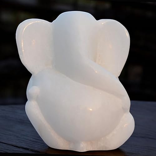 Lord Ganesh Ganesha Statue Idol Murti Sculpture - White Marble Ganesh 3" inch - Ganesh Idol for Car | Home Decor | Temple Gift | Office Table | Birthday, Wedding, Hindu God Idol