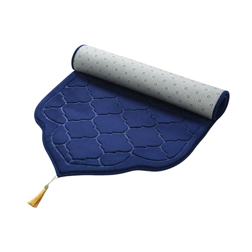 JE JOUE Prayer Rug Muslim Mat Islamic - Thickening Sponge Muslim Rug for Men Women Eid Travel Ramadan, Soft Luxury Great for Knees and Forehead （Blue） - color: Blue