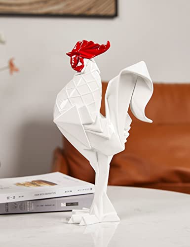 Rooster Sculpture Statue Animal Figurine Modern Decor 12.2 Inch - color: White