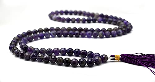 Amazing Gemstone Amethyst Mala - Without Knotted - color: Amethyst, style: Plain