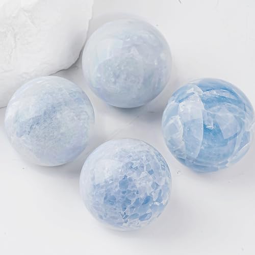 1.6-2 inch Natural Celestite Crystal Ball with Stand, Polished Crystal Sphere - color: Celestite, size: 40-50mm