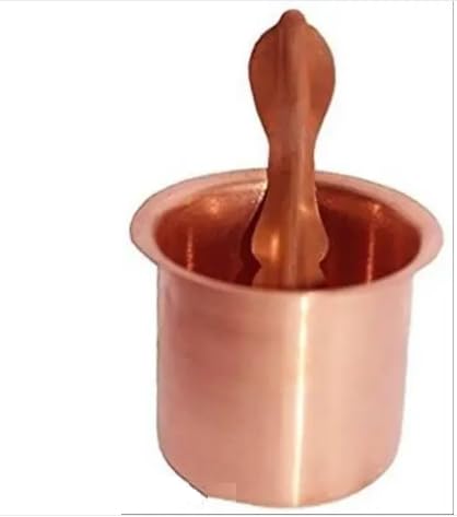 RK_Enterprises Copper Panch Patra Glass with Spoon, Panchapatra Set for Serve Secread/Holy Water, for Poojan Purpose Copper (1 Pieces, Brown) Puja Articles