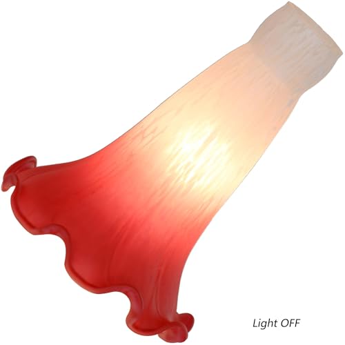 Bieye LS06S Lily Flower Blown Glass Lampshade (White Red, Opening I.D. 0.87" x O.D. 1") - color: White Red, size: Small I.D. 0.87" x O.D. 1"