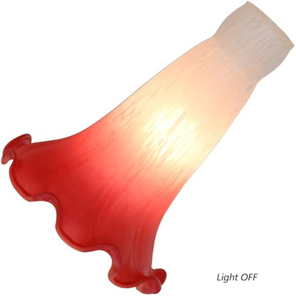 Bieye LS06S Lily Flower Blown Glass Lampshade (White Red, Opening I.D. 0.87" x O.D. 1") - color: White Red, size: Small I.D. 0.87" x O.D. 1"