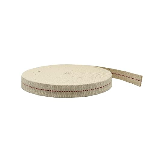 Light of Mine - 3/4" Inch 33' Foot, 100% Cotton Flat Wick for Paraffin Oil, Kerosene Based Lanterns, and Oil Lamps with Genuine Red Stitch (3/4" - 33' Roll) - size: 3/4" 33 foot - 1 Pack