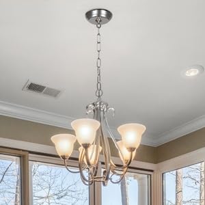 10 Feet Heavy Duty Silver Chain with 5" Light Canopy Kit for Chandelier, Swag Light Kit Light Fixture Mounting Bracket for Hanging Light,L0020 - color: Silver 10 Ft Chain with 5" Canopy