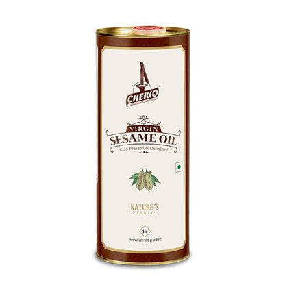 CHEKKO 100% Pure Cold-Pressed Sesame Oil, 1 Liter (33 Fl Oz) - size: 33 Fl Oz (Pack of 1)