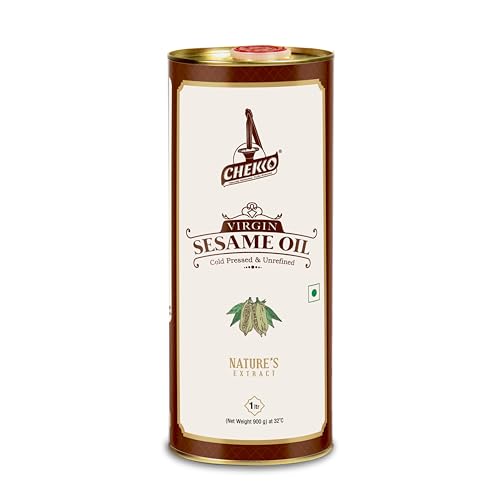 CHEKKO 100% Pure Cold-Pressed Sesame Oil, 1 Liter (33 Fl Oz) - size: 33 Fl Oz (Pack of 1)