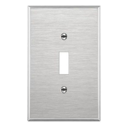 ENERLITES Toggle Light Switch Metal Wall Plate, Mid Size 1-Gang, Silver - color: Stainless Steel, size: Midsize