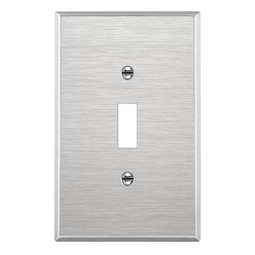 ENERLITES Toggle Light Switch Metal Wall Plate, Mid Size 1-Gang, Silver - color: Stainless Steel, size: Midsize