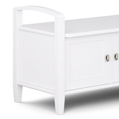 SIMPLIHOME Warm Shaker Storage Bench and Cabinet Set in Light Golden Brown - color: White