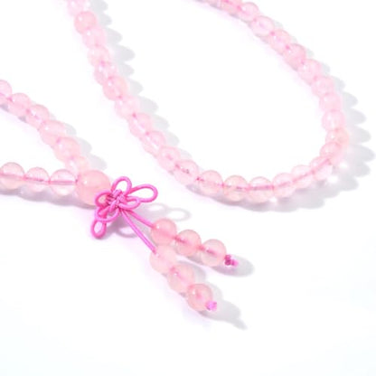 108 Mala Beads Stretch Bracelet 6mm Natural Gemstone Prayer Beaded Necklace - color: Rose Quartz